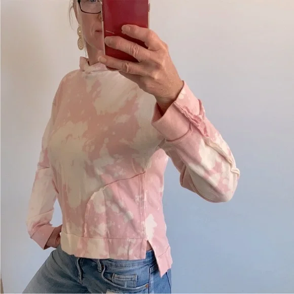 Pink & Cream Tie Dye Hoodie - Picture 5 of 9